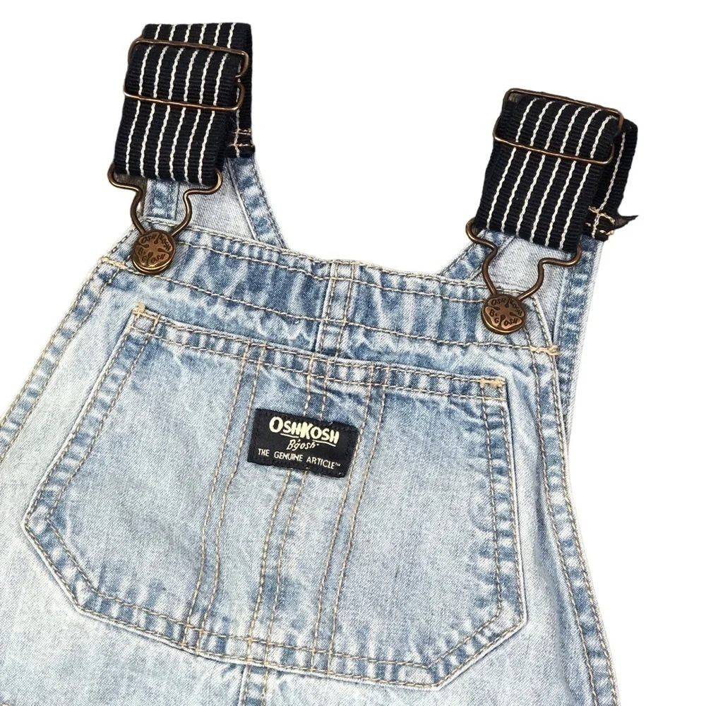 Osh Kosh carpenter shortalls denim engineer stripe straps 5T